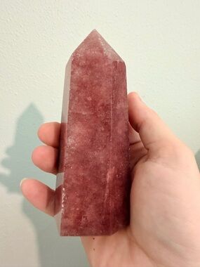 Natural Strawberry Quartz Crystal Point Wand Tower Healing Chakra